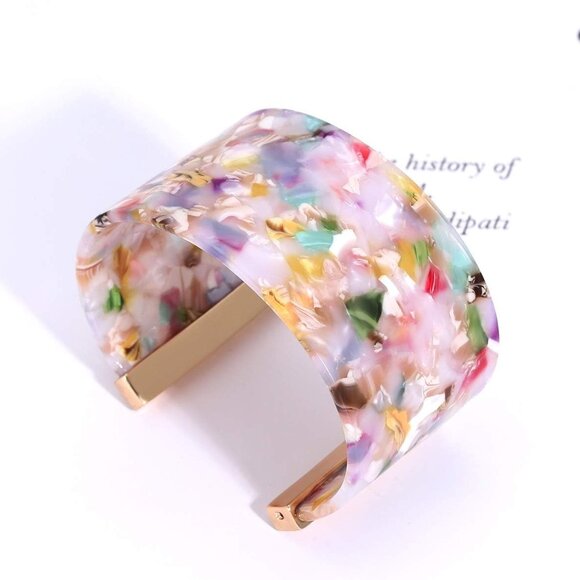 Cuff Bracelet for Women Acrylic Resin Bracelets Statement Bangle Bracelet Adjust - Picture 7 of 7